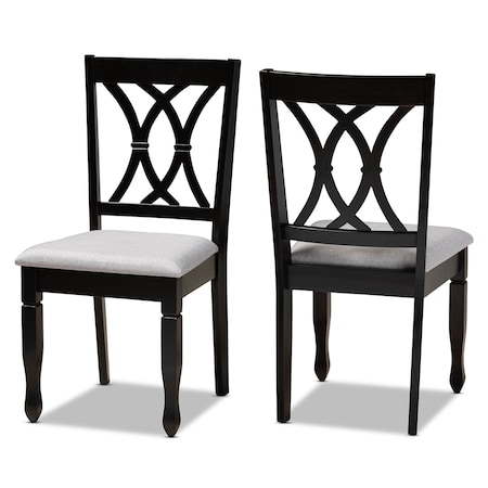 Baxton Studio Reneau Grey Upholstered Espresso Wood 2-Piece Dining Chair Set 162-10528